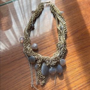 J crew Multi chain necklace jewelry jewel lavender gold mixed media statement